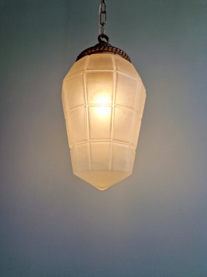 Art Deco Pendant Light in Faceted Transparent Satin Glass, 1920s-FAX-2043065