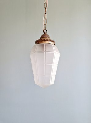 Art Deco Pendant Light in Faceted Transparent Satin Glass, 1920s-FAX-2043065