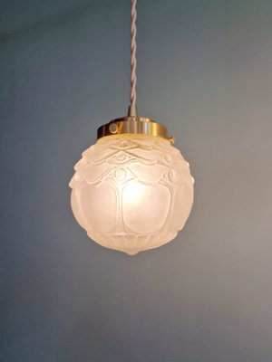 Art Deco Pendant Light in Satin Glass, 1930s-FAX-2020014