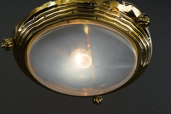 Art Deco Pendant Light with Palme Koenig Opaline Glass Shade, Vienna, 1920s-SPD-1751157