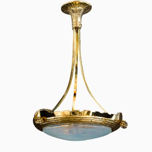 Art Deco Pendant Light with Palme Koenig Opaline Glass Shade, Vienna, 1920s-SPD-1751157