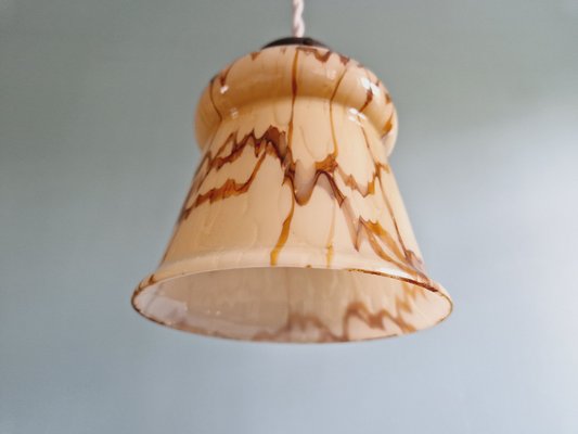 Art Deco Pendant Lights in Marbled Opaline Glass, 1920s, Set of 2-FAX-2033798