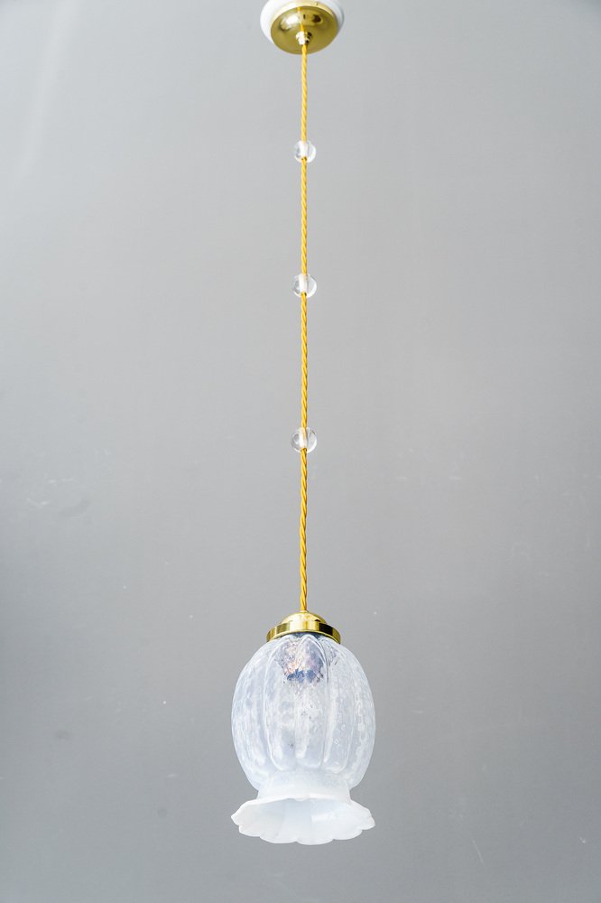 Art Deco Pendant with Opaline Glass Shade, 1920s