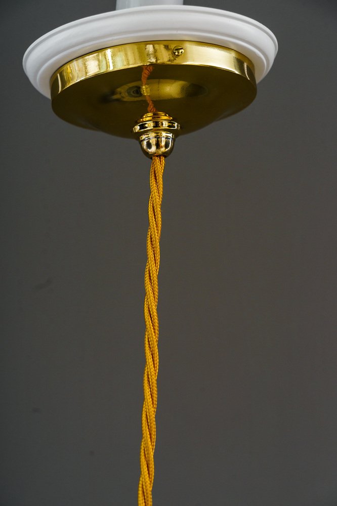 Art Deco Pendant with Opaline Glass Shade, 1920s