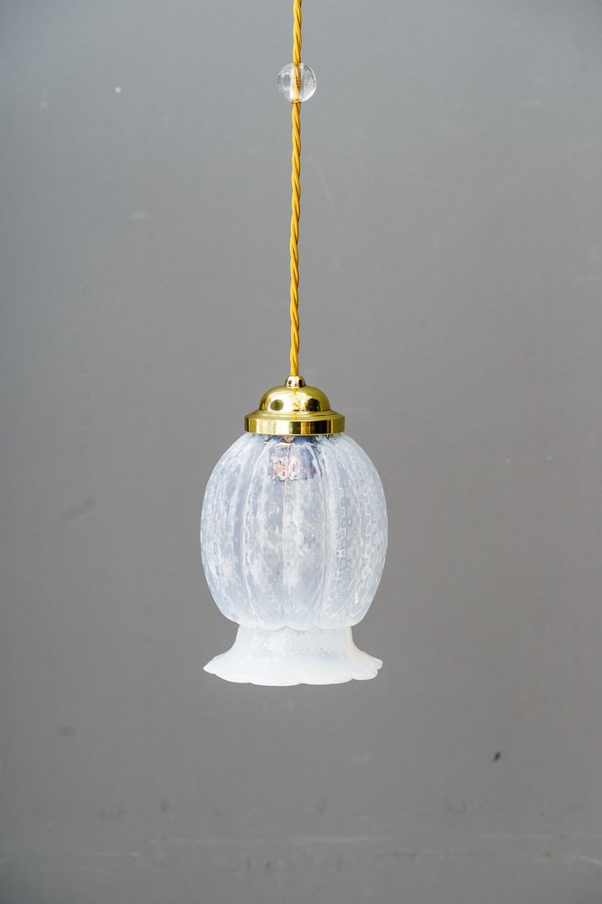 Art Deco Pendant with Opaline Glass Shade, 1920s