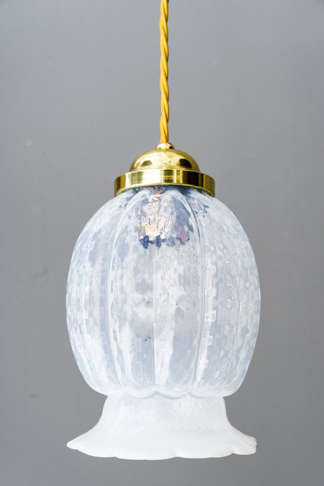 Art Deco Pendant with Opaline Glass Shade, 1920s