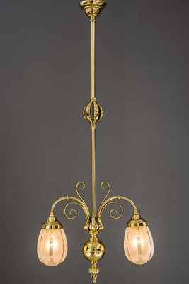 Art Deco Pendant with Original Glass Shades, Vienna, 1920s-SPD-1005456