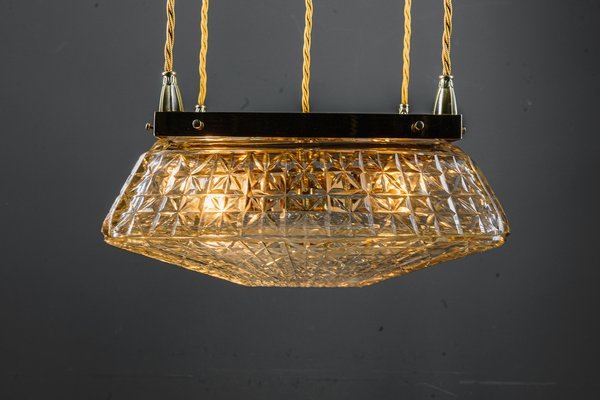 Art Deco Pendants with Cut Glass Shades, Vienna, Austria, 1920s, Set of 2-SPD-1768732