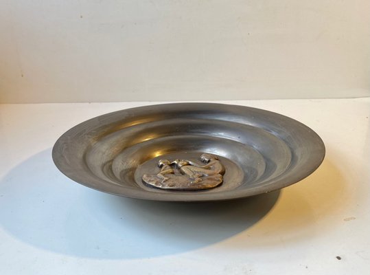 Art Deco Pewter and Bronze Bowl by N. Dam Ravn, 1940s-LCR-1091809