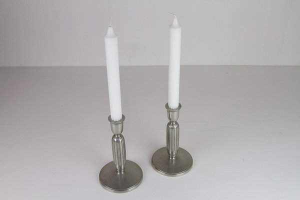 Art Deco Pewter Candle Holders by Just Andersen, 1930s, Set of 2-WIX-1752421