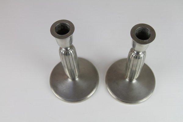 Art Deco Pewter Candle Holders by Just Andersen, 1930s, Set of 2-WIX-1752421