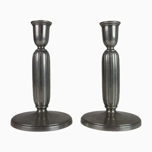 Art Deco Pewter Candle Holders by Just Andersen, 1930s, Set of 2-WIX-1752421