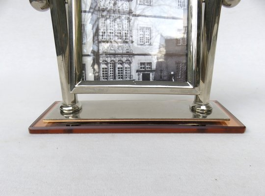 Art Deco Picture Frame in Nickel & Cognac-Colored Mirror Glass-EY-956496