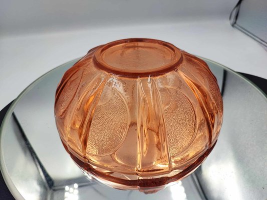 Art Deco Pink Glass Plate by Hortensja Glassworks, 1920s-CAQ-1811929