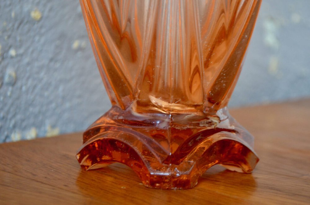 Art Deco Pink Glass Vase, 1940s