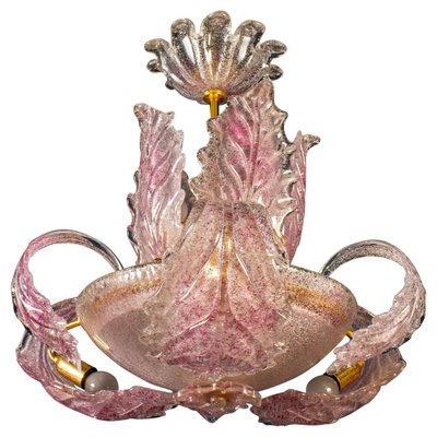 Art Deco Pink Ninfea Murano Glass Chandelier from Barovier, Italy, 1940-MBH-1052808