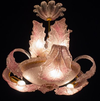 Art Deco Pink Ninfea Murano Glass Chandelier from Barovier, Italy, 1940-MBH-1052808