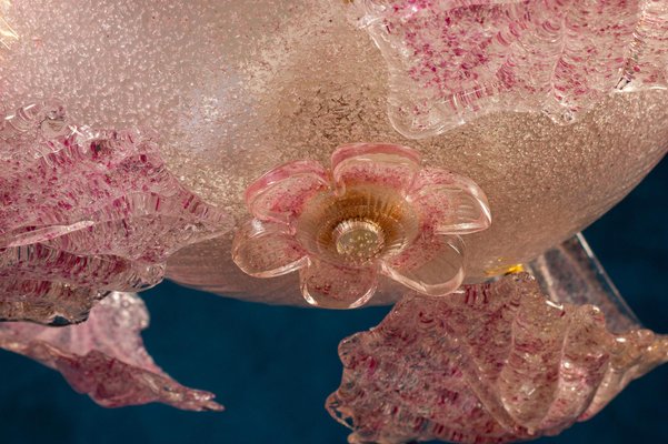 Art Deco Pink Ninfea Murano Glass Chandelier from Barovier, Italy, 1940-MBH-1052808