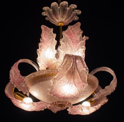 Art Deco Pink Ninfea Murano Glass Chandelier from Barovier, Italy, 1940-MBH-1052808