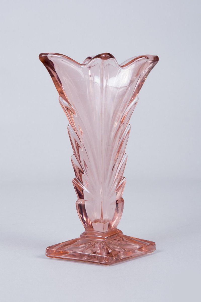 Art Deco Pink, Yellow and Orange Glass Vases, Bohemia, Set of 3