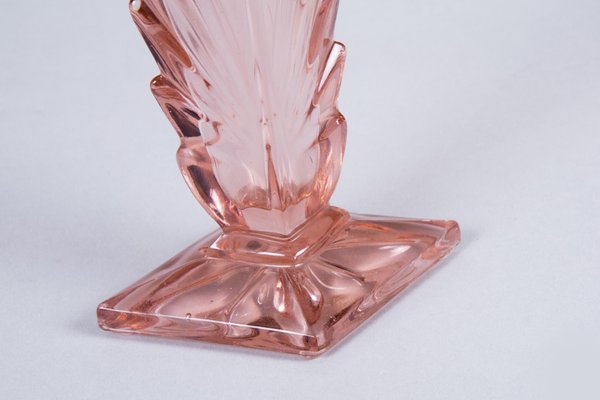 Art Deco Pink, Yellow and Orange Glass Vases, Bohemia, Set of 3