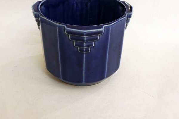 Art Deco Planter in Cobalt Blue Earthenware by De Bruyn, France, 1920s-RNR-2043353