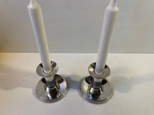 Art Deco Plated Silver Candleholders by Carl F. Christensen, Set of 2-LCR-1156474