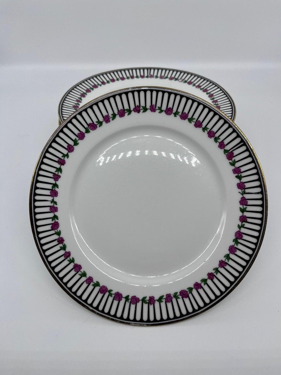 Art Deco Plates and Dish from Chabrol et Poirier, Set of 9