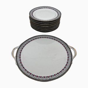 Art Deco Plates and Dish from Chabrol et Poirier, Set of 9-AVC-1298563