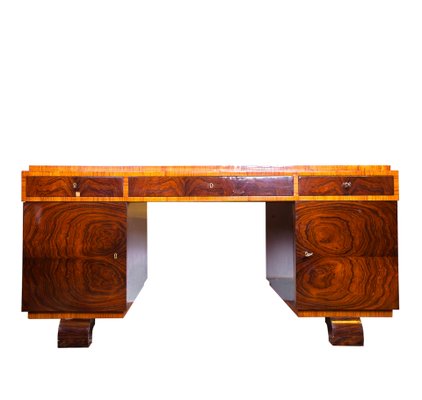 Art Deco Polish Rosewood Veneer Desk, 1930s-FSD-565534