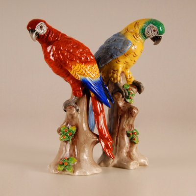 Art Deco Porcelain Parrots, Set of 2-GOE-1034479