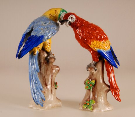 Art Deco Porcelain Parrots, Set of 2-GOE-1034479