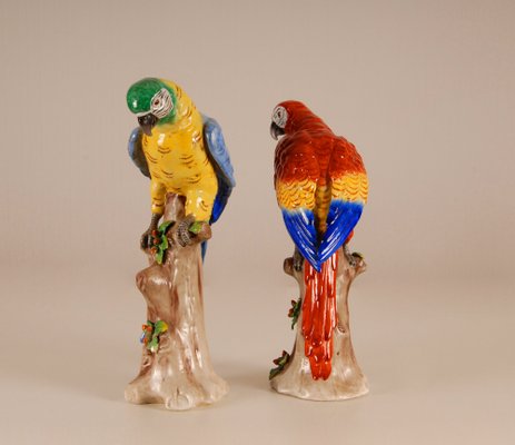 Art Deco Porcelain Parrots, Set of 2-GOE-1034479