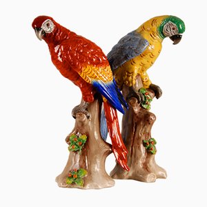 Art Deco Porcelain Parrots, Set of 2-GOE-1034479