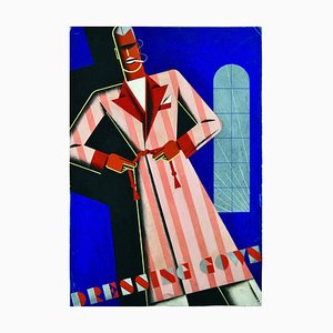 Art Deco Poster of Man in Dressing Gown by Theodor Kindel, 1920s-KTN-1283281