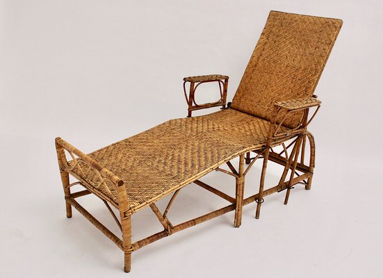 Art Deco Rattan Chaise Lounge from Perret & Vibert, France, 1920s-NB-982664