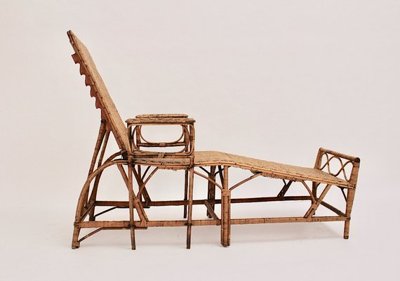 Art Deco Rattan Chaise Lounge from Perret & Vibert, France, 1920s-NB-982664