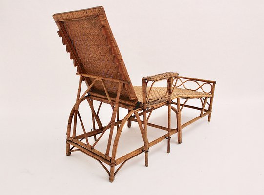 Art Deco Rattan Chaise Lounge from Perret & Vibert, France, 1920s-NB-982664