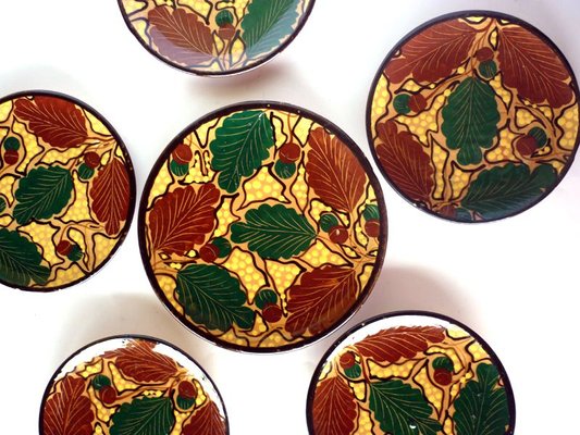 Art Deco RBC Oak Leaf Plates by Bini & Carmignani, 1920s, Set of 6-GKB-841356