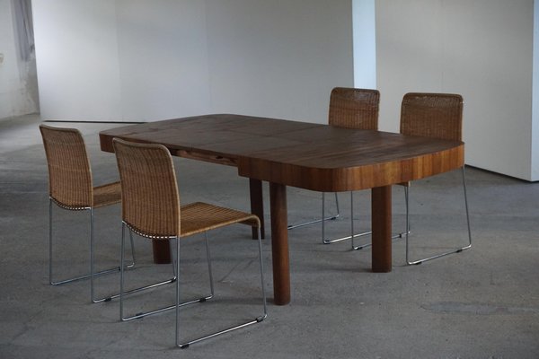 Art Deco Rectangular Dining Table with Hidden Butterfly Leaves, 1930s-MXF-1357180