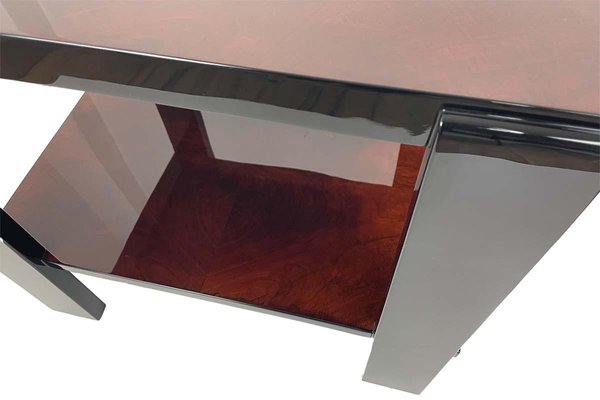 Art Deco Rectangular Side Table in Veneer & Black High-Gloss Lacquer, Paris, 1930s-VMP-1257940