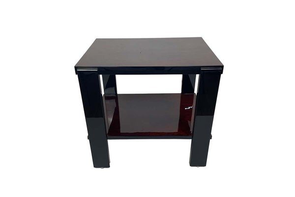 Art Deco Rectangular Side Table in Veneer & Black High-Gloss Lacquer, Paris, 1930s-VMP-1257940