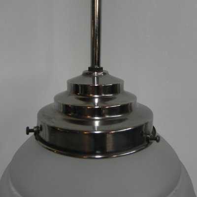 Art Deco Ribbed Glass Globe Ceiling Lamp, 1930s-TL-668484