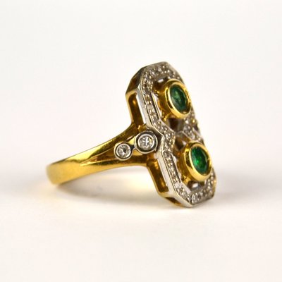 Art Deco Ring with Emeralds, 1900-AOU-1807892