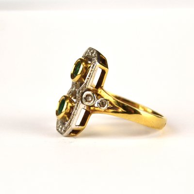 Art Deco Ring with Emeralds, 1900-AOU-1807892