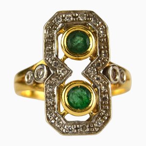 Art Deco Ring with Emeralds, 1900-AOU-1807892