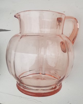 Art Deco Rosaline Glass Pitcher, 1920s-QDP-1367174