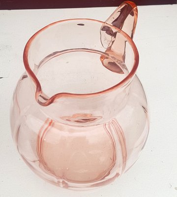 Art Deco Rosaline Glass Pitcher, 1920s-QDP-1367174