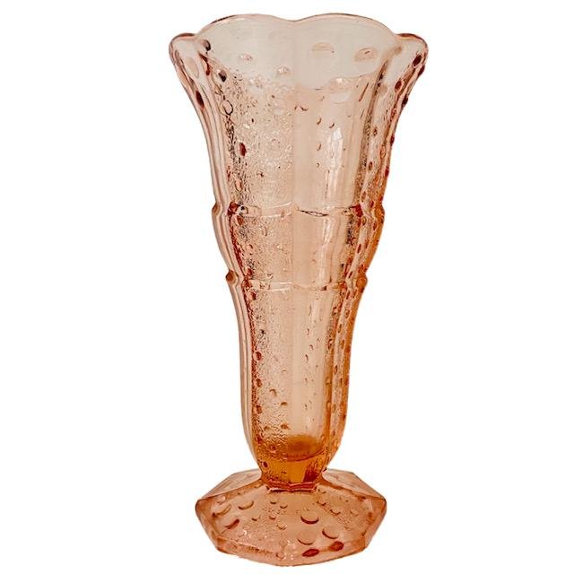 Art Deco Rosaline Pine Glass Vase from Scailmont, 1930s