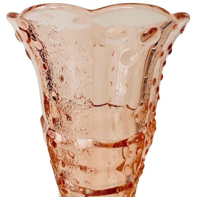 Art Deco Rosaline Pine Glass Vase from Scailmont, 1930s